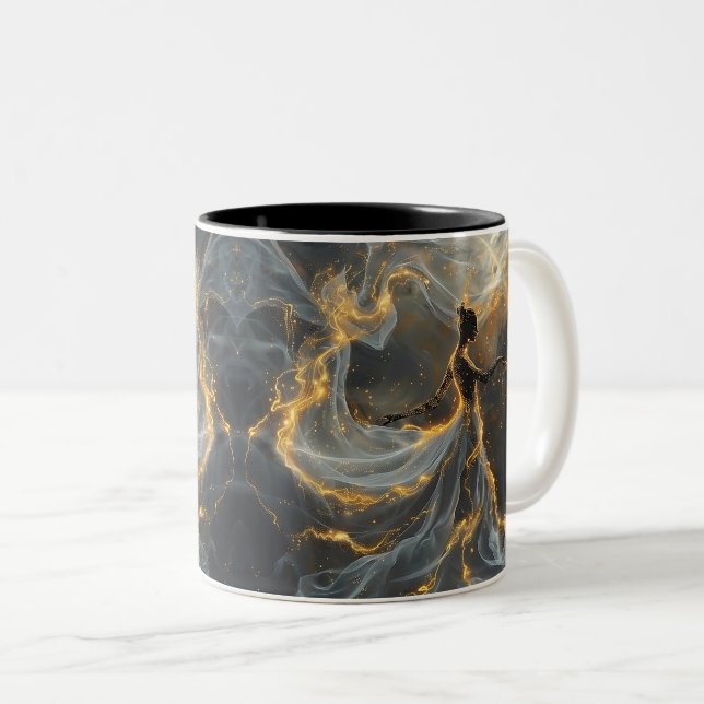 Ethereal Dance Of Light, Enchanting Art, Gift for  Two-Tone Coffee Mug (Front Right)