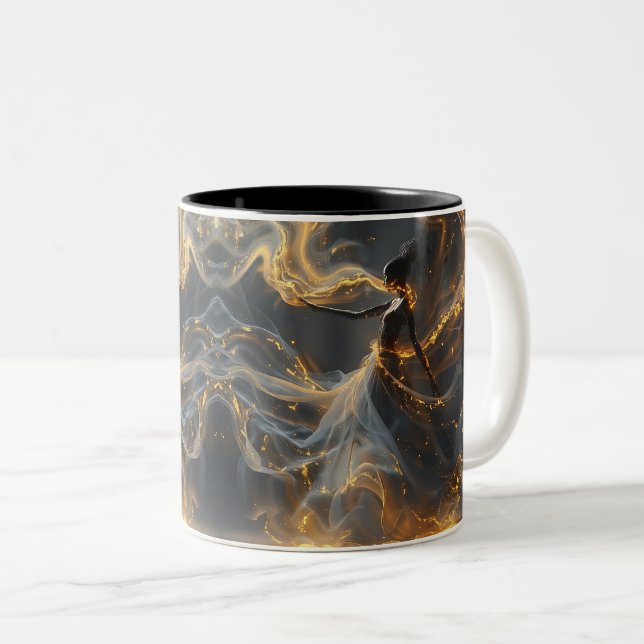 Ethereal Dance Of Light, Enchanting Art, Gift for  Two-Tone Coffee Mug (Front Right)