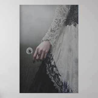 Ethereal Dandelion Wish Gothic Lady Art Dark Poster