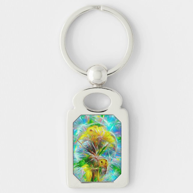 Ethereal Dandelions in Neon Dreamscape Keychain (Front)