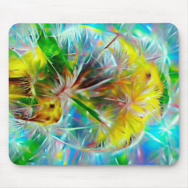 Ethereal Dandelions in Neon Dreamscape Mouse Pad (Front)