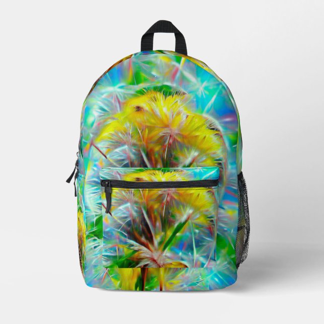 Ethereal Dandelions in Neon Dreamscape Printed Backpack (Front)
