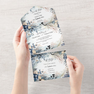 Ethereal Delicate Watercolor Serene Foliage   All In One Invitation