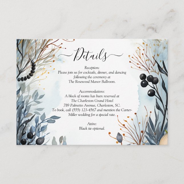 Ethereal Delicate Watercolor Serene Foliage   Enclosure Card (Front)