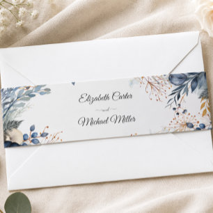 Ethereal Delicate Watercolor Serene Foliage   Invitation Belly Band