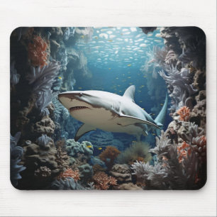 Ethereal Depths 3D Shark Mouse Pad