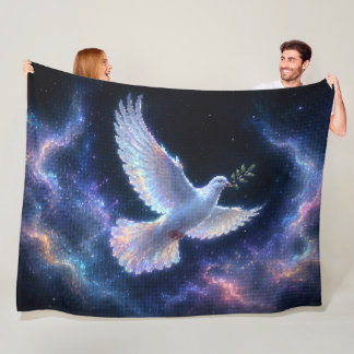 Ethereal Dove of Peace in Cosmic Light Fleece Blanket