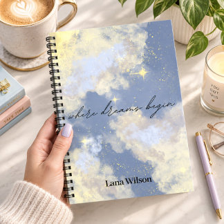 Ethereal Dreamy Starry Cloudy Sky Notebook Journal
