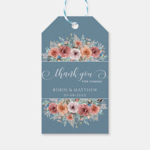 Ethereal Dusty Blue, Blush Peach Floral Gift Tags