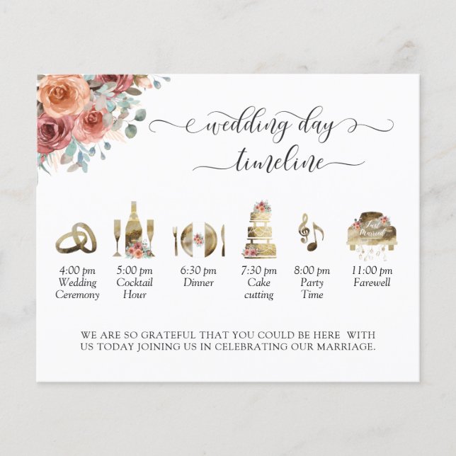 Ethereal Dusty Blue Wedding Timeline and Program (Front)