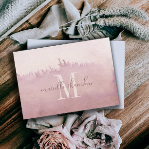 Ethereal Dusty Rose Watercolor Monogram  Card