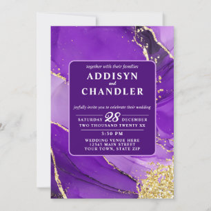 Ethereal Elegance: Purple Geode-Inspired Wedding Invitation
