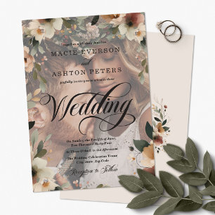 Ethereal Elegance Wildflower Photo Overlay Wedding Invitation
