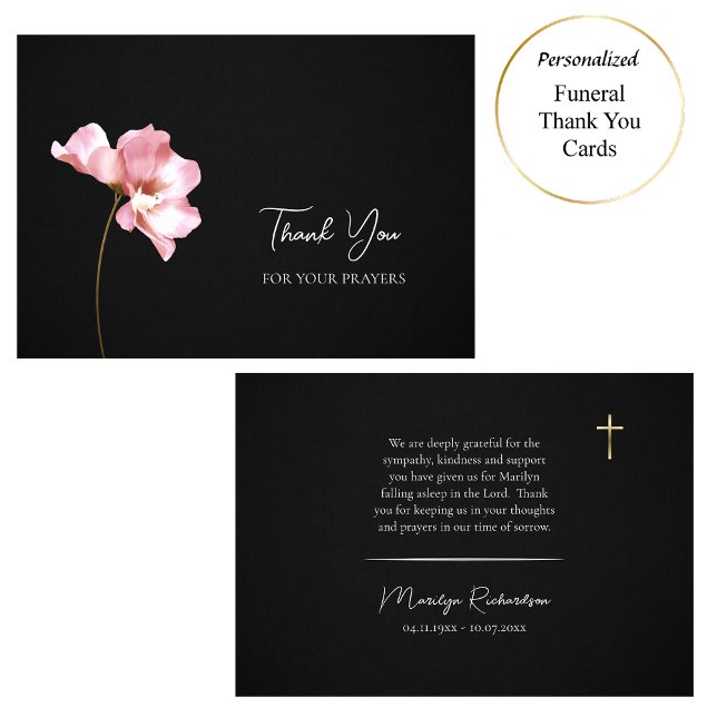 Ethereal Elegant Pink Flower Orthodox Funeral      Thank You Card (Creator Uploaded)