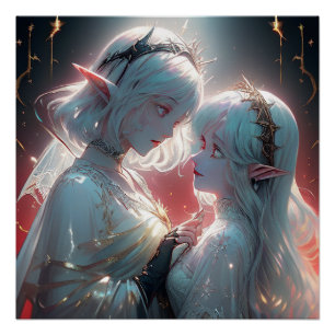 Ethereal Elf Lovers – Cosmic Fantasy Wall Art