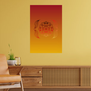 Ethereal Embers – Red and Orange Floral Design Poster
