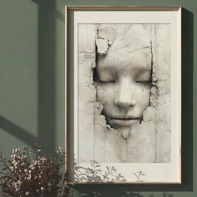 Ethereal Embrace: The Face Within the Wall Poster (Creator Uploaded)