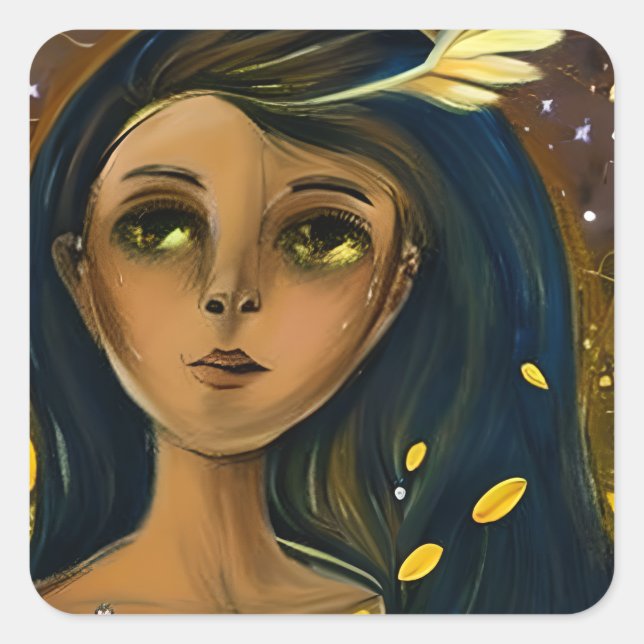 Ethereal Enchanted Angelic Girl  Square Sticker (Front)