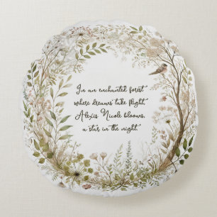 Ethereal Enchanted Forest Round Pillow