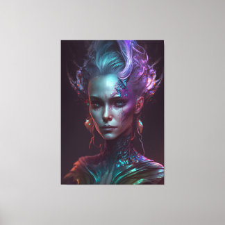 Ethereal Enigma: A Phantasmal Iridescent Woman Canvas Print