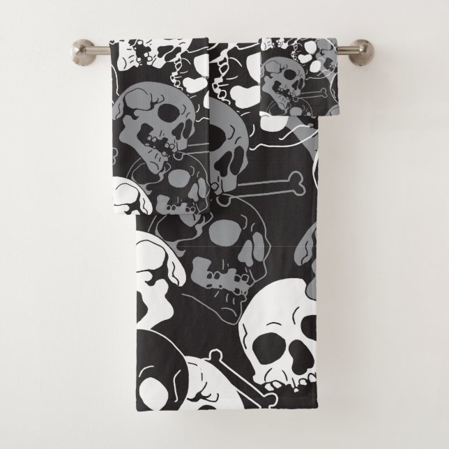 Ethereal Enigma: Intricate Patterned Skull Design Bath Towel Set (Insitu)