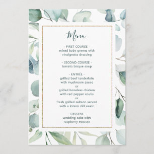 Ethereal Eucalyptus Gold Frame Greenery Wedding Menu
