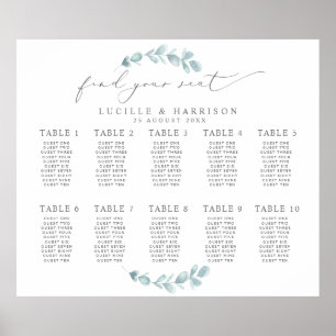 Ethereal Eucalyptus Wedding Seating Plan Poster