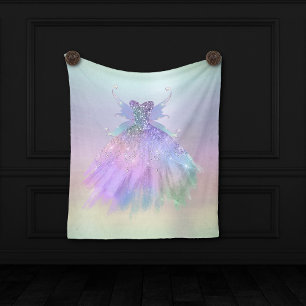 Ethereal Fairy Gown Rainbow Ombre Pastel Sheen Fleece Blanket
