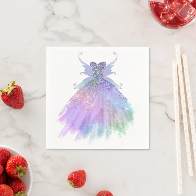 Ethereal Fairy Gown | Rainbow Ombre Pastel Sheen Napkin (Insitu)