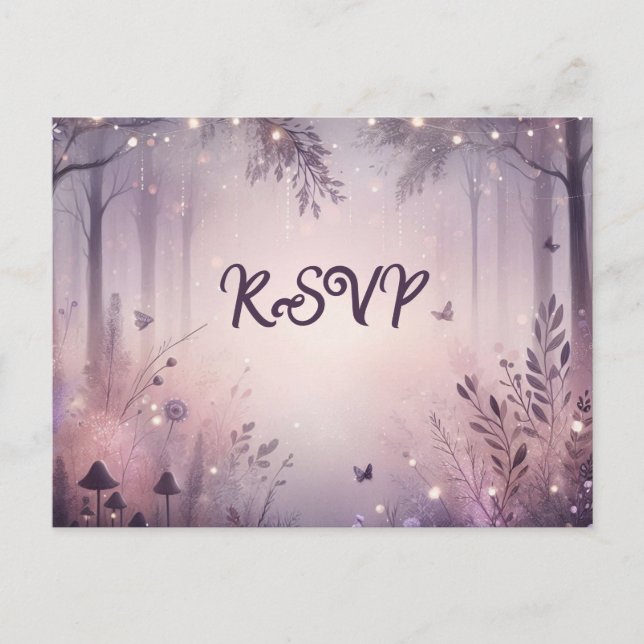 Ethereal Fairy Lights Forest RSVP Postcard (Front)