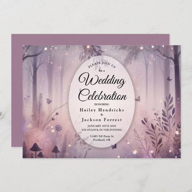 Ethereal Fairy Lights Forest Wedding Invitation (Front/Back)