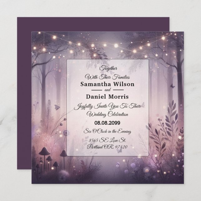 Ethereal Fairy Lights Forest Wedding Invitation (Front/Back)