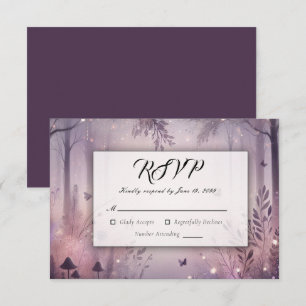 Ethereal Fairy Lights Forest Wedding RSVP Card