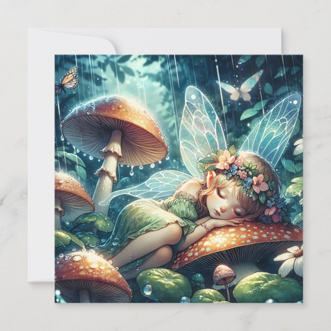 Ethereal Fairy Sleeping on a Mushroom Card (Front)