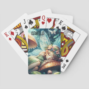 Ethereal Fairy Sleeping on a Mushroom Personalized Playing Cards