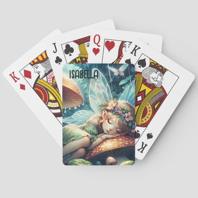 Ethereal Fairy Sleeping on a Mushroom Personalized Playing Cards (Back)