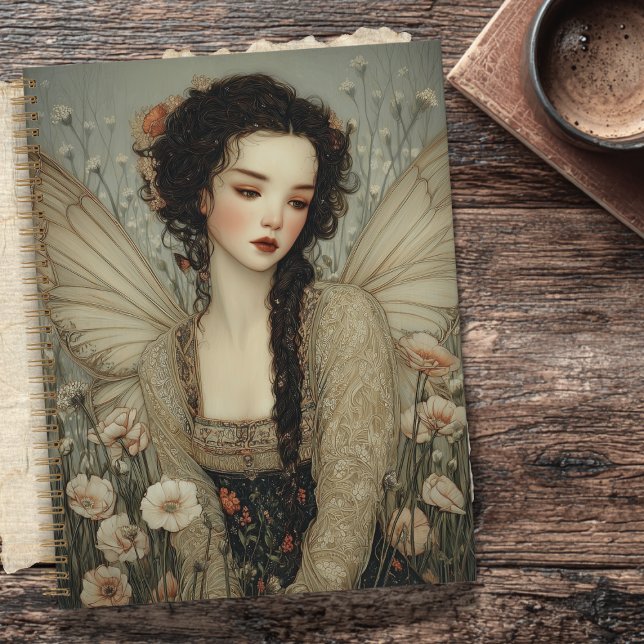 Ethereal Fairy With Wings in flower Garden Art  Notebook (Creator Uploaded)