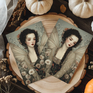 Ethereal Fairy With Wings in flower Garden Art Postcard