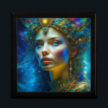 Ethereal Fantasy Art Princess Goddess and Jewels  Gift Box<br><div class="desc">Ethereal Fantasy art depicting a beautiful woman Goddess princess adorned in jewels with bright blue eyes.</div>