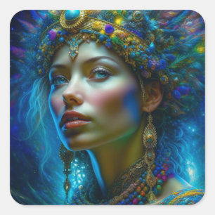 Ethereal Fantasy Art Princess Warrior Beautiful   Square Sticker