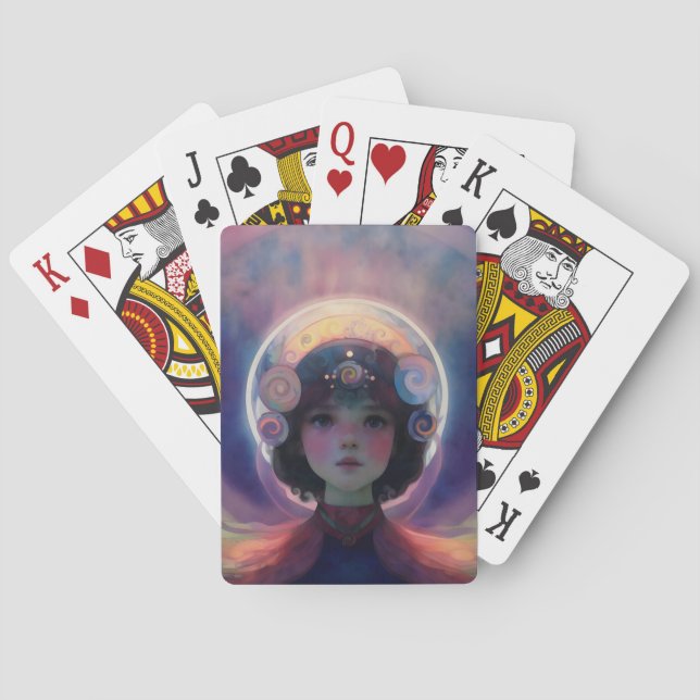 Ethereal Fantasy Celestial Child Dream Guardian Playing Cards (Back)
