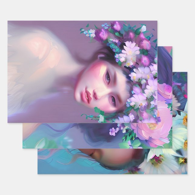 Ethereal Fantasy Fairytale Art | Pretty Women  Wrapping Paper Sheet (Set)