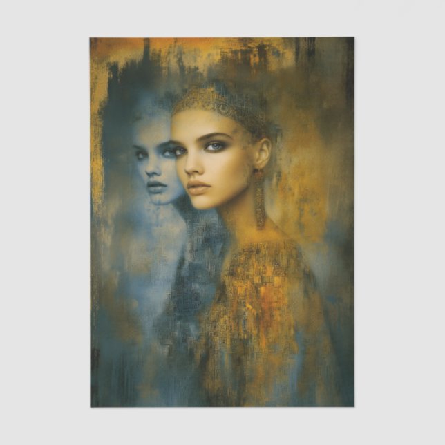 Ethereal Feminine Mystical Duality EW2L Decoupage Tissue Paper (Front)