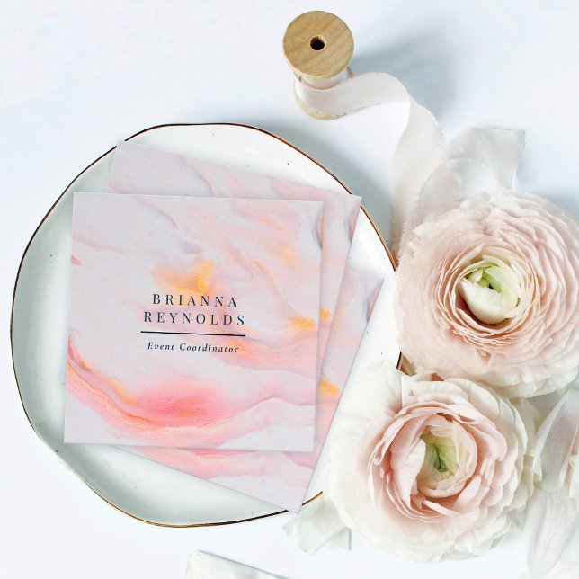 Ethereal Feminine Pink Marble Square Business Card (Creator Uploaded)