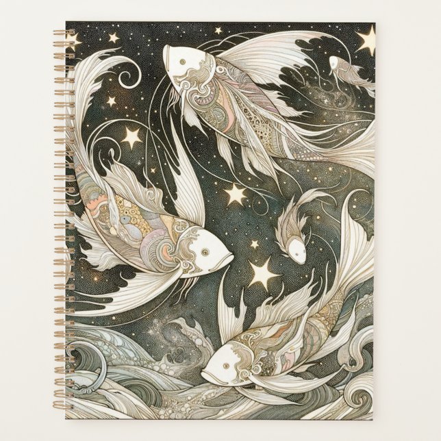 Ethereal Floating Fish Planner – Dreamy Ocean (Front)