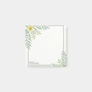 Ethereal Floral Border Personalized Sticky Notes