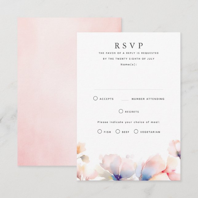 Ethereal Floral Wedding RSVP Cards (Front/Back)