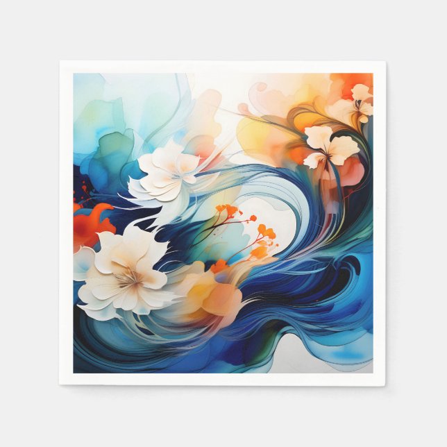 Ethereal Flow of Alcohol Ink Napkin (Front)