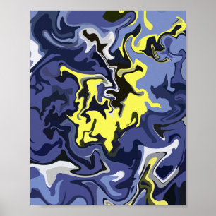 Ethereal Flow of Yellow and Blue Poster