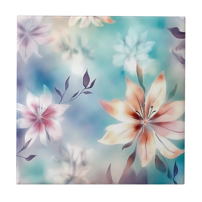 Ethereal Flowers Watercolor Tile (Front)